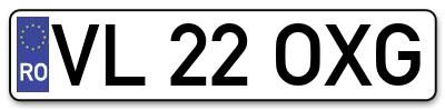 Placuta inmatriculare numar auto  VL-22-OXG, VL 22 OXG, VL22OXG