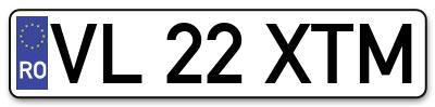 Placuta inmatriculare numar auto  VL-22-XTM, VL 22 XTM, VL22XTM