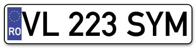 Placuta inmatriculare numar auto  VL-223-SYM, VL 223 SYM, VL223SYM