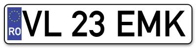 Placuta inmatriculare numar auto  VL-23-EMK, VL 23 EMK, VL23EMK