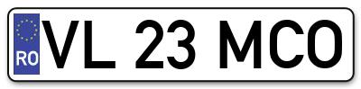 Placuta inmatriculare numar auto  VL-23-MCO, VL 23 MCO, VL23MCO