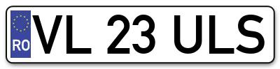 Placuta inmatriculare numar auto  VL-23-ULS, VL 23 ULS, VL23ULS
