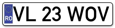 Placuta inmatriculare numar auto  VL-23-WOV, VL 23 WOV, VL23WOV