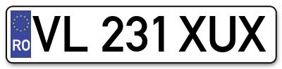 Placuta inmatriculare numar auto  VL-231-XUX, VL 231 XUX, VL231XUX