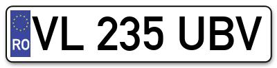 Placuta inmatriculare numar auto  VL-235-UBV, VL 235 UBV, VL235UBV