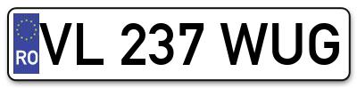 Placuta inmatriculare numar auto  VL-237-WUG, VL 237 WUG, VL237WUG