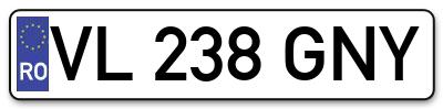 Placuta inmatriculare numar auto  VL-238-GNY, VL 238 GNY, VL238GNY