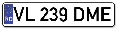 Placuta inmatriculare numar auto  VL-239-DME, VL 239 DME, VL239DME