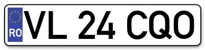 Placuta inmatriculare numar auto  VL-24-CQO, VL 24 CQO, VL24CQO
