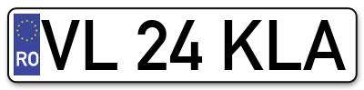 Placuta inmatriculare numar auto  VL-24-KLA, VL 24 KLA, VL24KLA