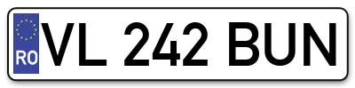 Placuta inmatriculare numar auto  VL-242-BUN, VL 242 BUN, VL242BUN