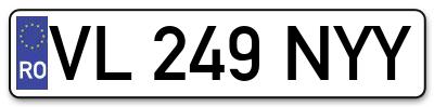 Placuta inmatriculare numar auto  VL-249-NYY, VL 249 NYY, VL249NYY