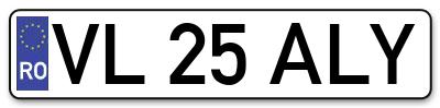 Placuta inmatriculare numar auto  VL-25-ALY, VL 25 ALY, VL25ALY