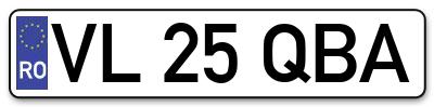 Placuta inmatriculare numar auto  VL-25-QBA, VL 25 QBA, VL25QBA