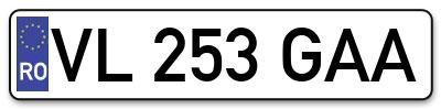 Placuta inmatriculare numar auto  VL-253-GAA, VL 253 GAA, VL253GAA