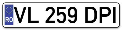 Placuta inmatriculare numar auto  VL-259-DPI, VL 259 DPI, VL259DPI