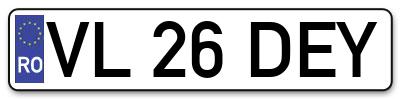 Placuta inmatriculare numar auto  VL-26-DEY, VL 26 DEY, VL26DEY