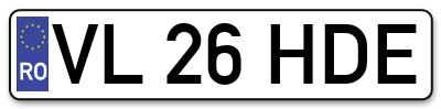 Placuta inmatriculare numar auto  VL-26-HDE, VL 26 HDE, VL26HDE