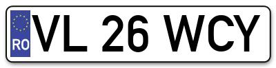 Placuta inmatriculare numar auto  VL-26-WCY, VL 26 WCY, VL26WCY