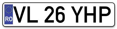 Placuta inmatriculare numar auto  VL-26-YHP, VL 26 YHP, VL26YHP