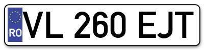 Placuta inmatriculare numar auto  VL-260-EJT, VL 260 EJT, VL260EJT
