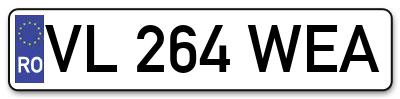 Placuta inmatriculare numar auto  VL-264-WEA, VL 264 WEA, VL264WEA