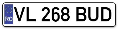 Placuta inmatriculare numar auto  VL-268-BUD, VL 268 BUD, VL268BUD