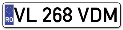 Placuta inmatriculare numar auto  VL-268-VDM, VL 268 VDM, VL268VDM