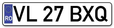 Placuta inmatriculare numar auto  VL-27-BXQ, VL 27 BXQ, VL27BXQ