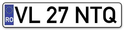 Placuta inmatriculare numar auto  VL-27-NTQ, VL 27 NTQ, VL27NTQ