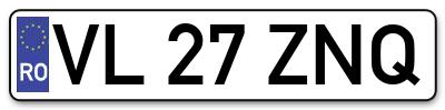 Placuta inmatriculare numar auto  VL-27-ZNQ, VL 27 ZNQ, VL27ZNQ