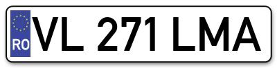 Placuta inmatriculare numar auto  VL-271-LMA, VL 271 LMA, VL271LMA