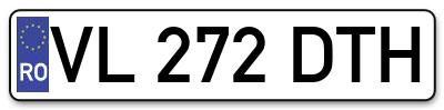 Placuta inmatriculare numar auto  VL-272-DTH, VL 272 DTH, VL272DTH
