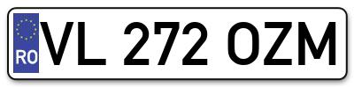 Placuta inmatriculare numar auto  VL-272-OZM, VL 272 OZM, VL272OZM