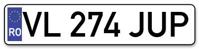 Placuta inmatriculare numar auto  VL-274-JUP, VL 274 JUP, VL274JUP