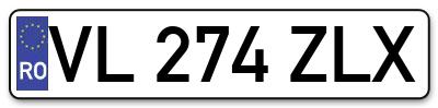 Placuta inmatriculare numar auto  VL-274-ZLX, VL 274 ZLX, VL274ZLX