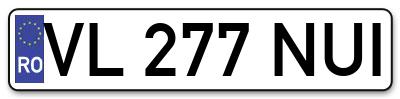 Placuta inmatriculare numar auto  VL-277-NUI, VL 277 NUI, VL277NUI