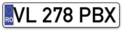 Placuta inmatriculare numar auto  VL-278-PBX, VL 278 PBX, VL278PBX