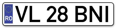 Placuta inmatriculare numar auto  VL-28-BNI, VL 28 BNI, VL28BNI