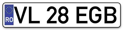 Placuta inmatriculare numar auto  VL-28-EGB, VL 28 EGB, VL28EGB