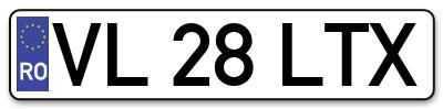Placuta inmatriculare numar auto  VL-28-LTX, VL 28 LTX, VL28LTX