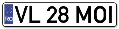 Placuta inmatriculare numar auto  VL-28-MOI, VL 28 MOI, VL28MOI