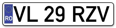 Placuta inmatriculare numar auto  VL-29-RZV, VL 29 RZV, VL29RZV
