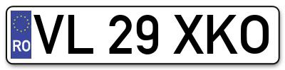 Placuta inmatriculare numar auto  VL-29-XKO, VL 29 XKO, VL29XKO