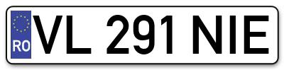 Placuta inmatriculare numar auto  VL-291-NIE, VL 291 NIE, VL291NIE