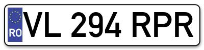 Placuta inmatriculare numar auto  VL-294-RPR, VL 294 RPR, VL294RPR