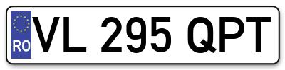 Placuta inmatriculare numar auto  VL-295-QPT, VL 295 QPT, VL295QPT