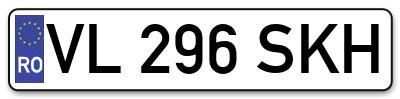 Placuta inmatriculare numar auto  VL-296-SKH, VL 296 SKH, VL296SKH