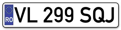 Placuta inmatriculare numar auto  VL-299-SQJ, VL 299 SQJ, VL299SQJ