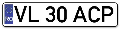 Placuta inmatriculare numar auto  VL-30-ACP, VL 30 ACP, VL30ACP